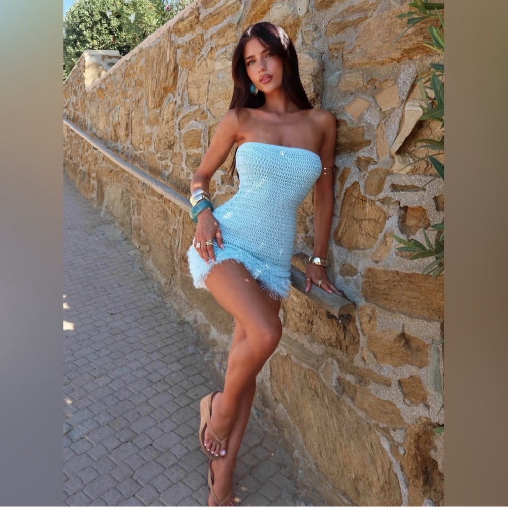 Outcast Ceciliana mini dress in aqua